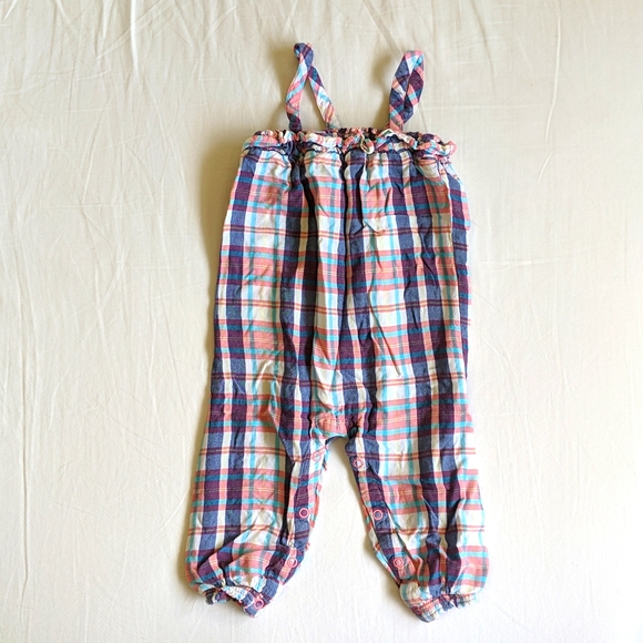 joe fresh soft viscose plaid jumpsuit with smocked top 18 months baby girl - Picture 1 of 6